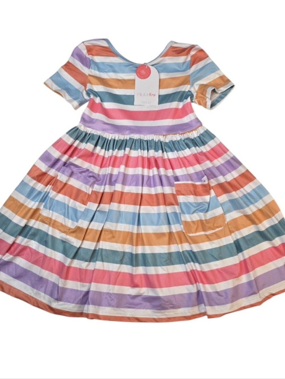 Mila And Rose Spring Strip Pocket Twirl Dress